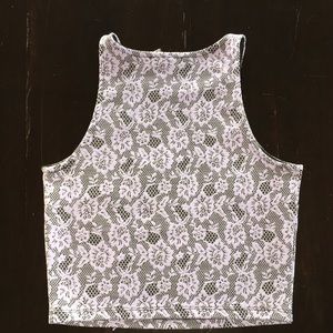 Lavender floral laced crop top